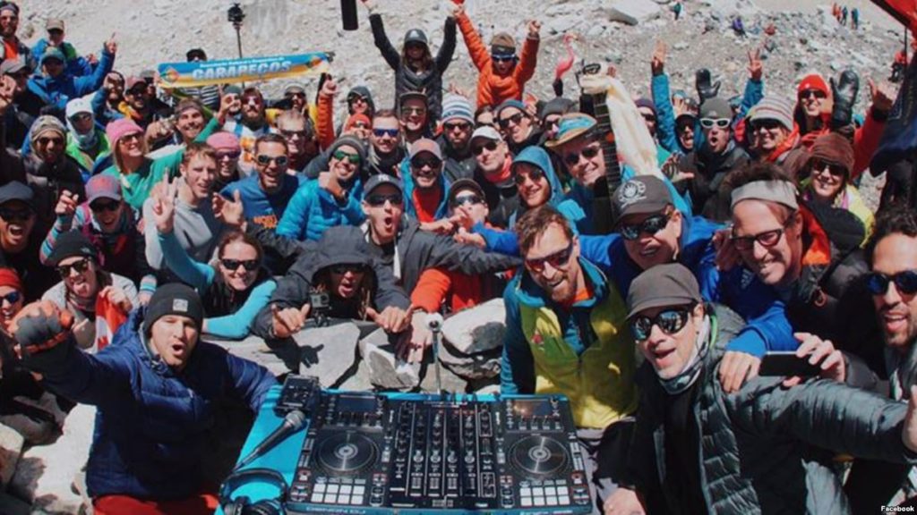 the DJ party at the Everest base camp