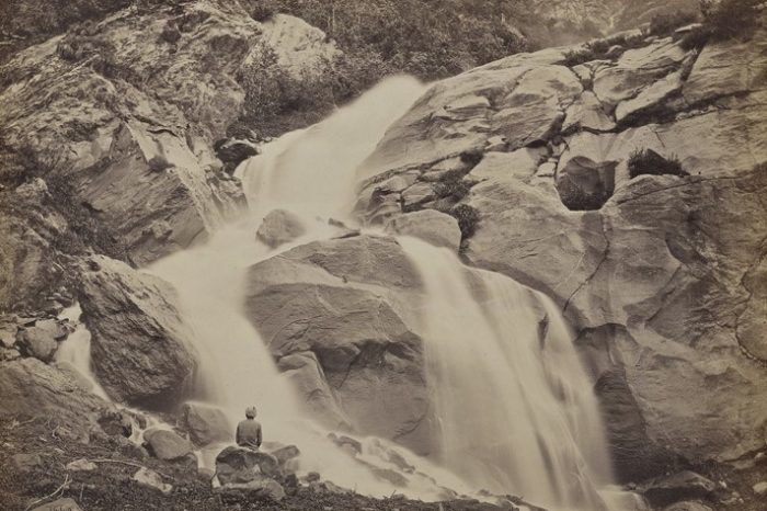 A waterfall above Prini village near Manali. This picture was clicked in the 1860s by Samuel Bourne