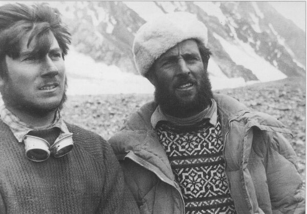 Walter Bonatti (left) with expedition member Eric Abram at K2 Base camp in 1954