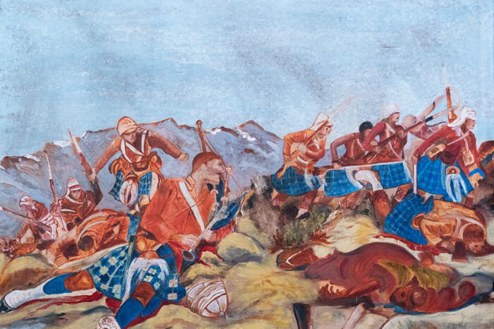 A painting of the Dargai battle
