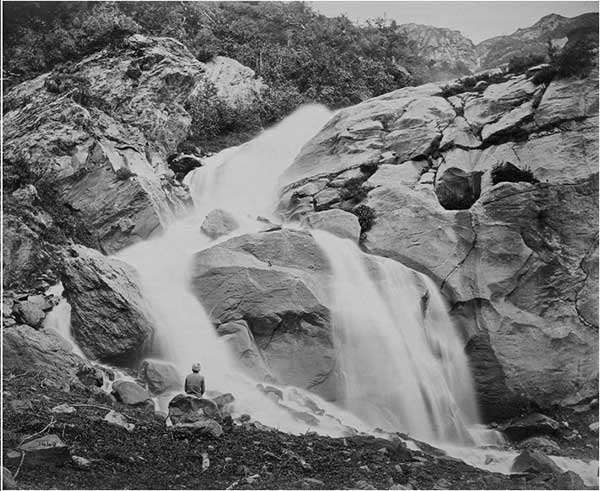 A waterfall above Prini village near Manali. This picture was clicked in the 1860s by Samuel Bourne