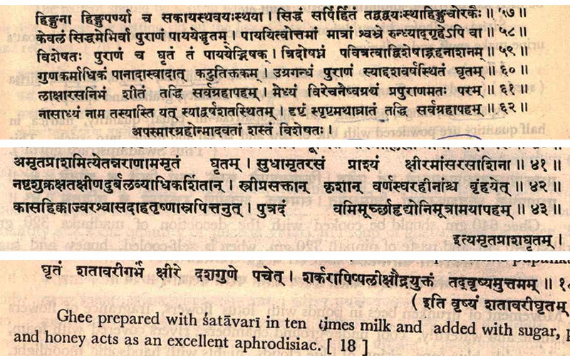 Ayurveda shalokas in praise of Ghrta or desi ghee