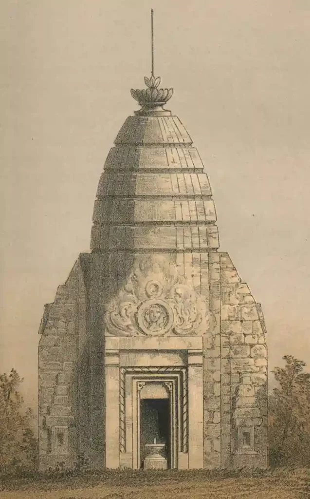 A lithograph of Basheshar Mahadev temple-in-Bajaura