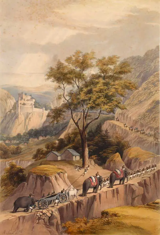 Kangra fort in the 1840s