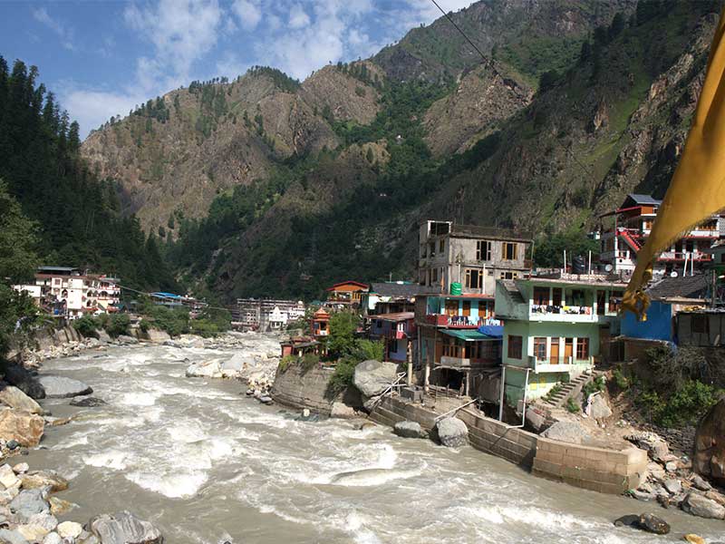 A view of Manikaran along the Parvati river in Kullu