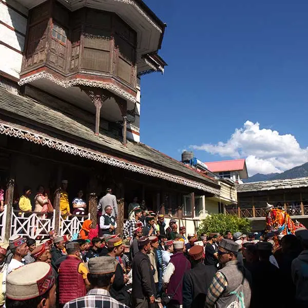 Dussehra rituals being performed at the Kullu palace.