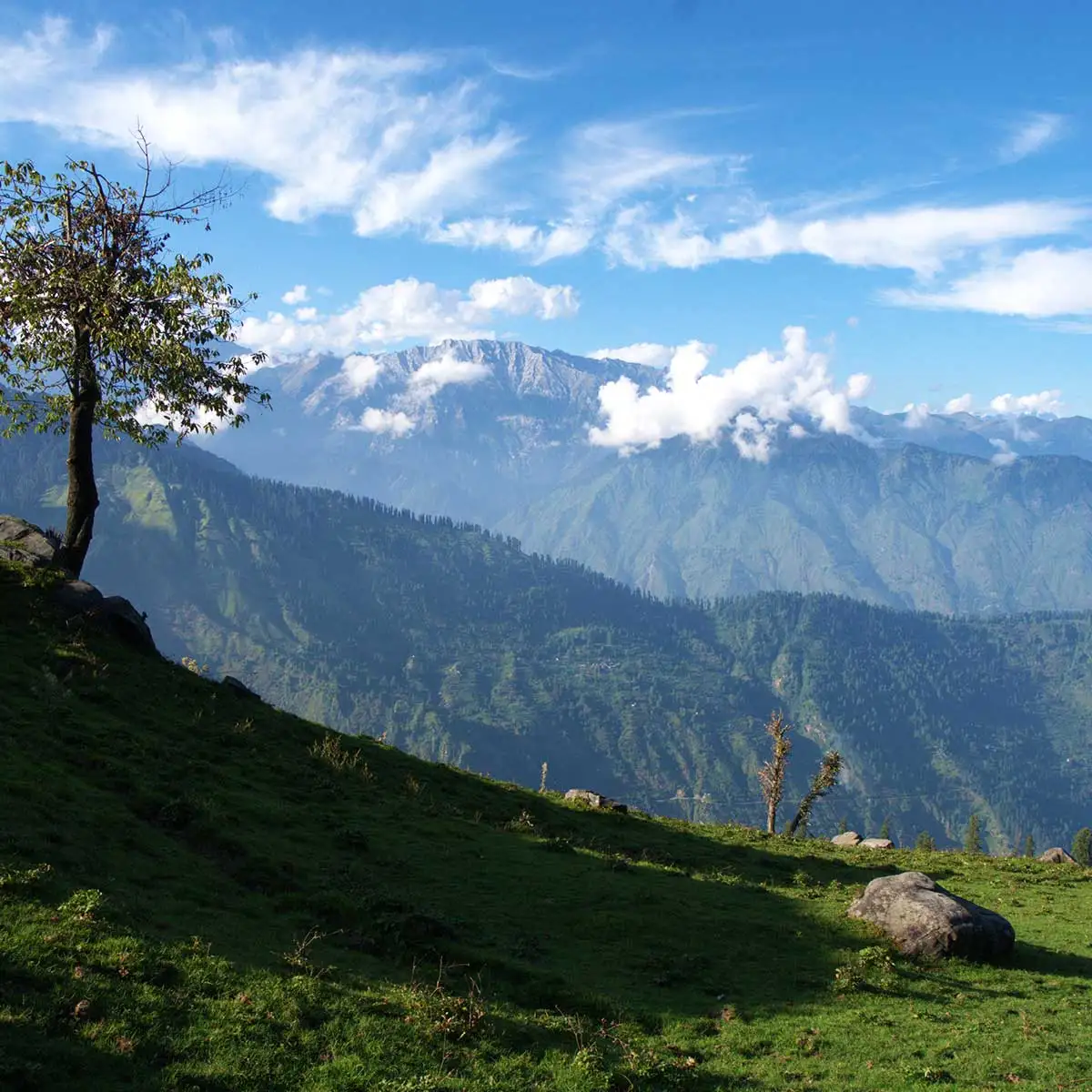 A view of the mountains from the Maleeng mountain top near Manali.