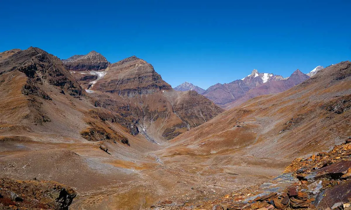 A view of the surrounding mountains from Rohtang Pass in October.