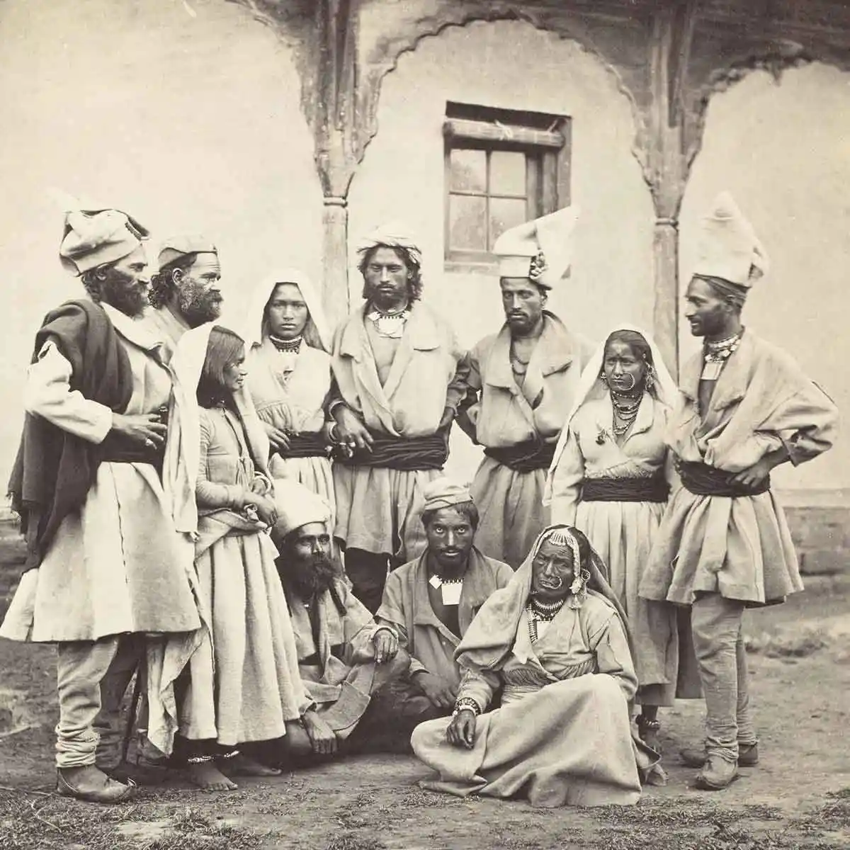 a group of shepherds from Chamba, in their traditional dress in the 1860s